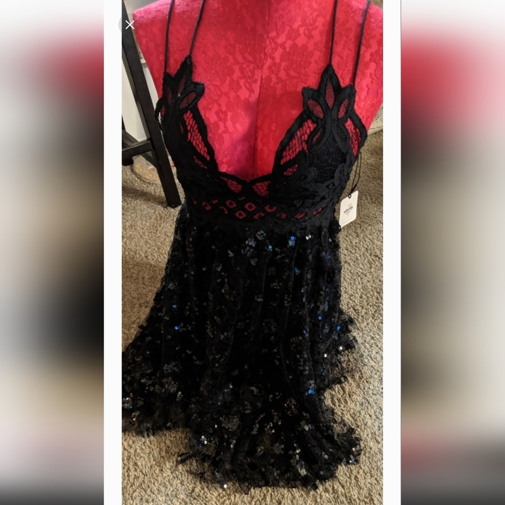 Winter sale.free people sequin and lace mini dress